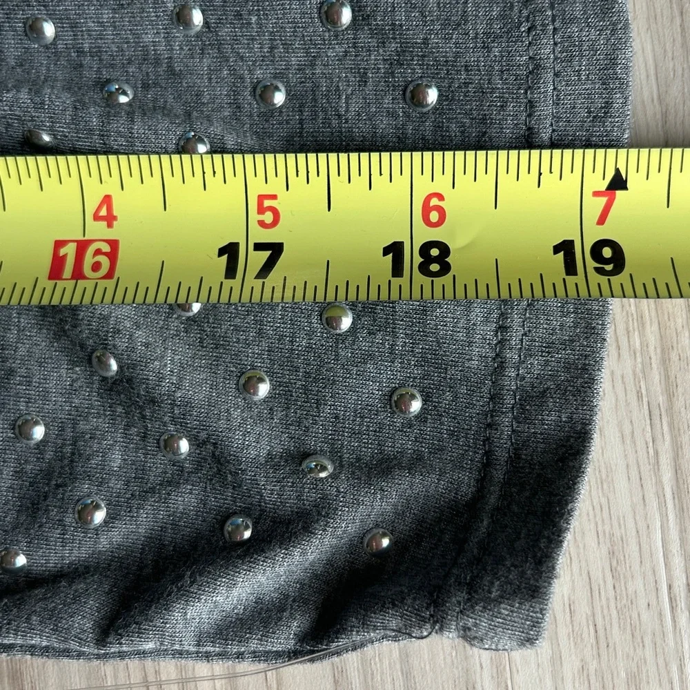 Wallflower Studded Long Sleeve Top Gray Silver M Casual Pullover Glam